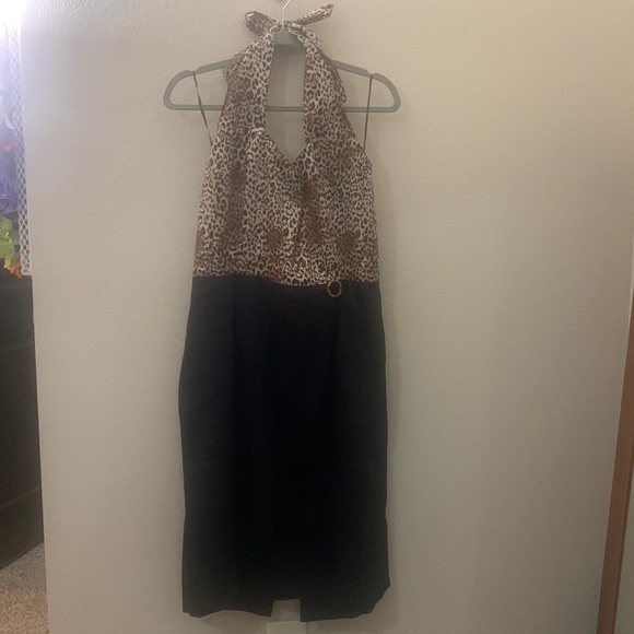 Miss Fortune XL leopard/black Halter dress - Picture 1 of 7